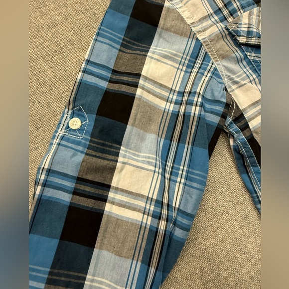 Helix Blue and Black Plaid Button Down Long Sleeve Dress Shirt 0093 - Picture 4 of 7